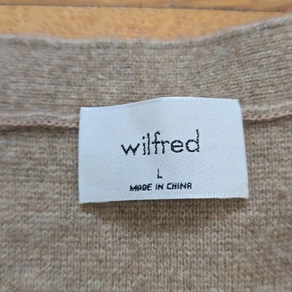 NWT, Aritzia Wilfred, Button Front Mini Cardigan Dress, Heather Gold Camel, L - Picture 4 of 16